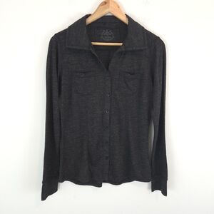 Prana Women's Charcoal Luna Button Front Shirt Wool Blend